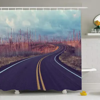 

Shower Curtain Prarie America Road Prairie Country Nature Parks Park Bright Deep Dirt Dry Earth Design USA Waterproof Polyester