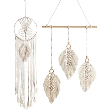 

DIY Handmade Macrame Tapestry Dreamcatcher,Wall Hanging Home Room Wedding Craft Ornament Decor,2 Pack