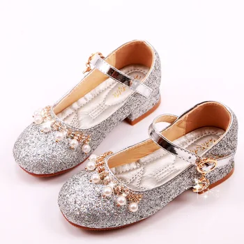 

2020 New Girl High Heels Pink Sandals Children's Red Pink Princess Shoes Sequin Students Dance Shoes Size 26-36 Kids Sandal