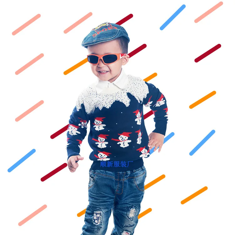 

2019 New Style Fashion Child Christmas Snowman Pure Cotton Sweater Children Sweater Custom Work Customizable