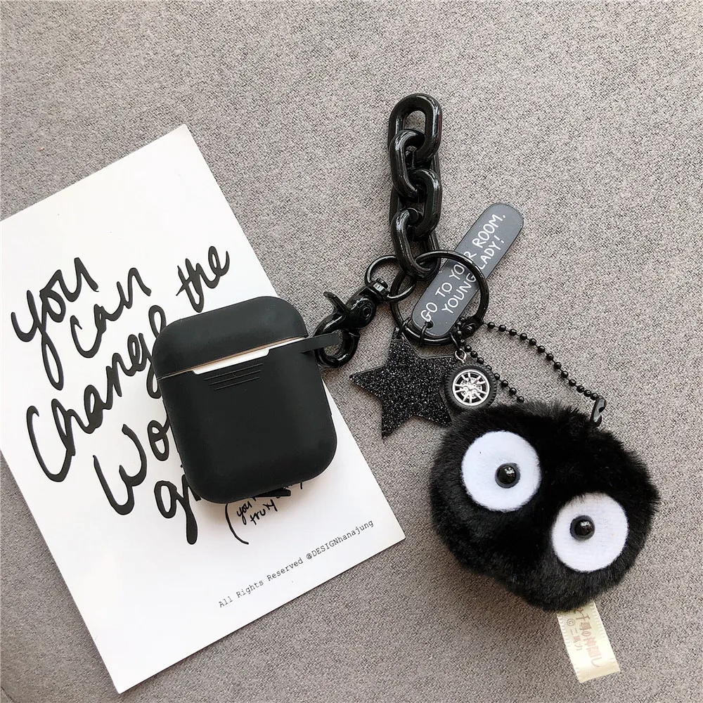 

Anime Spirited Away Plush toy Pendant Decor Silicone Case For Airpods 1 2 Accessories Bluetooth Wireless Earphone Protect Cover