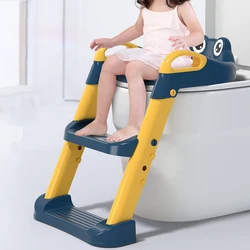 Criança bebê sapo dos desenhos animados dobrável escada potty cadeira toalete treinamento com passo ajustável fezes urinol encosto das crianças pote