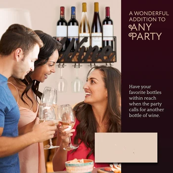 

Wall Mounted Wine Rack Bottle Glass Holder Cork Storage Store Red White Champagne Home Kitchen QP2