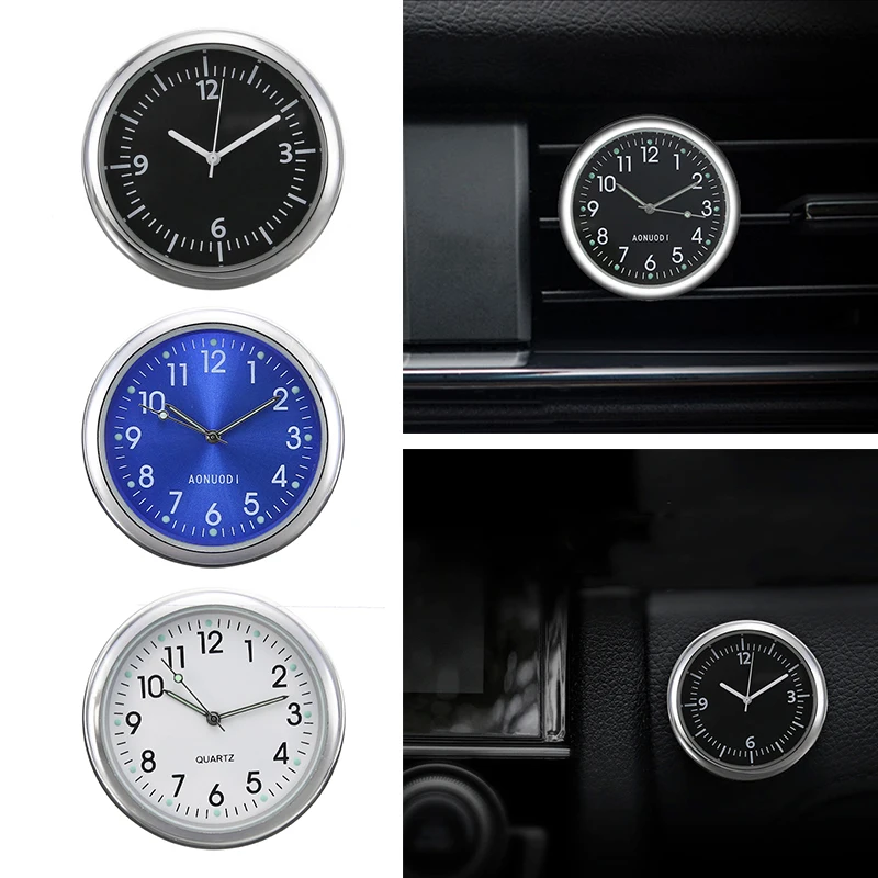 Mini Car Quartz Watch Desktop Car Decorating Stick-On Clock Car Air Vent Quartz Clock Watch Car Office Decorating Ornament