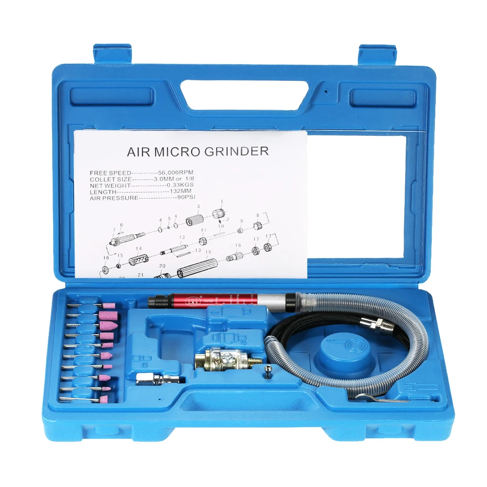 

Multi-function Mini Pencil Polishing Rotary Cutting Tool Set Professional Air Micro Die Grinder Kit 16pcs 65000 RPM