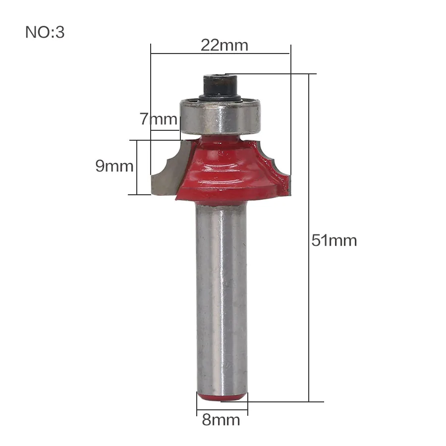8 мм хвостовик Фрезерный резак по дереву классические литье бит Концевая фреза триммер очистка заподлицо угловая отделка круглая бухта коробка биты инструменты - Длина режущей кромки: NO3
