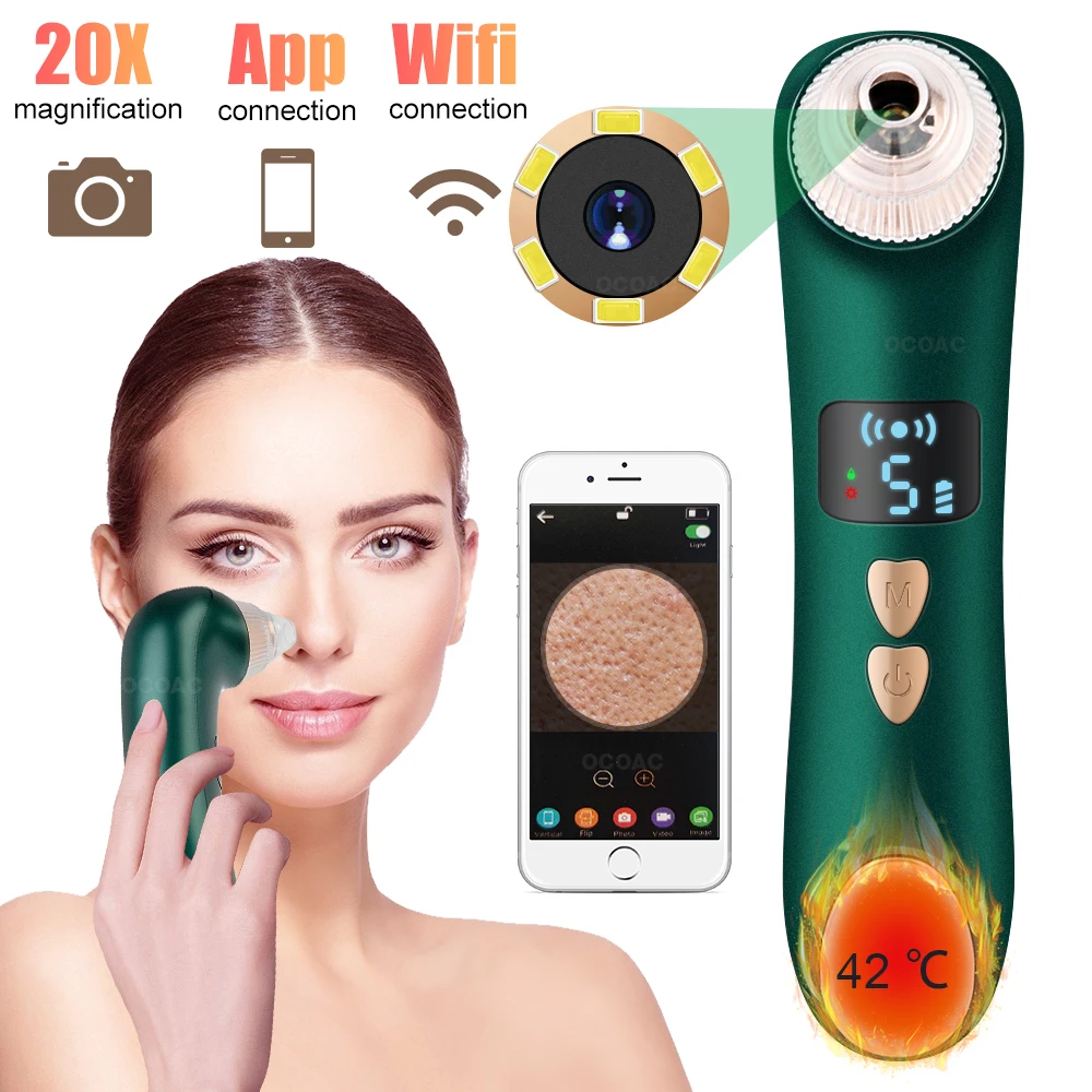 Visual Blackhead Remover Camera LCD Electric Vacuum Heating Pore Cleaner Acne Removal Nose Face Deep Cleansing Beauty Device