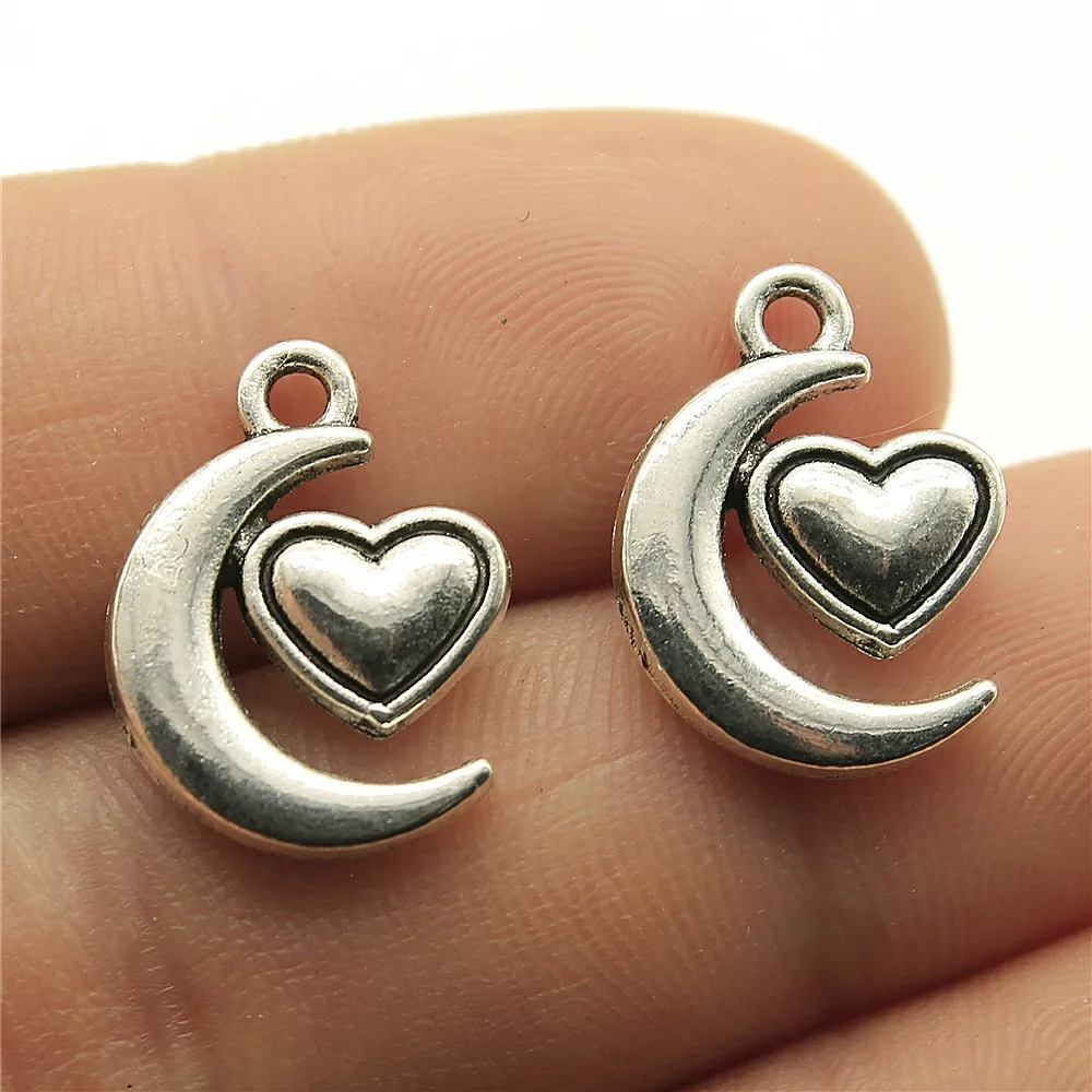 

Wholesale 150pcs/bag 18x14mm Jewelry Making DIY Handmade Craft Charm Crescent Moon Heart Charm