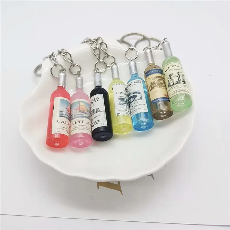 Lot de 6 x Bouteille Vin Résine Charme Pendentifs Pour Mariage Faveurs//Porte-clés X1