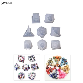 

8 Shapes DIY Playing Dice Mold Faceted Cube Round Dice Mold Crystal Resin Mold Kit Dice Digital Game Dice Silicone Mould