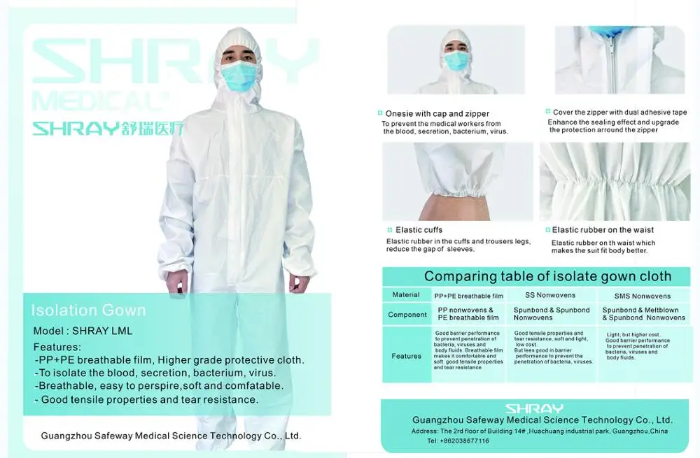 Водонепроницаемый изоляционный костюм одноразовый защитный халат одежда