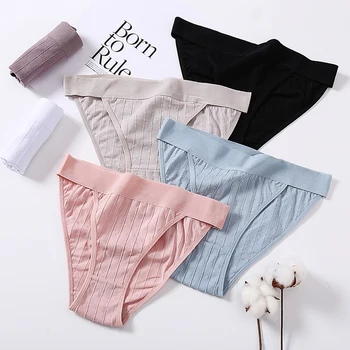 

Solid Women's Panties Comfort Cotton Panty Underwear Skin-friendly Briefs For Women Sexy Low-Rise Panty Intimates Breathable New