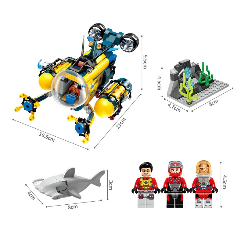 Billig Tauchen Spar shark Bergbau Bohren Maschine U boot Bausteine Setzt Bricks Modell Kind Spielzeug Kompatibel Legoinglys Stadt