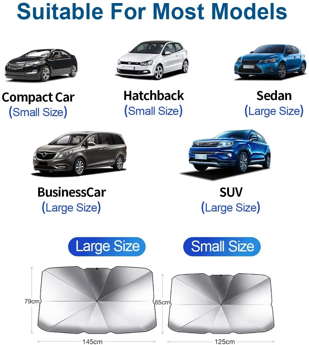 Car Windshield Sunshade Umbrella Auto Sun Visor Silver Anti UV Folding Car Umbrella Foldable SunShade