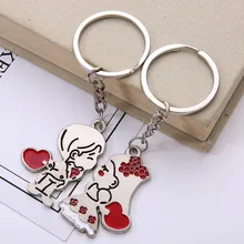 Creative Metal Couples Keychain Heart Princess Key Pendants Car Key Ring Customizable Couples Key Chain