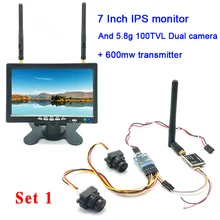 5.8G 40CH 7 inch HD IPS 1024*600 monitor with 3 channel Dual Video camera FPV 5.8G 600mW Video Transmitter for RC Drone 