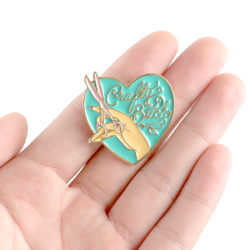 Crafty Scissors Enamel Pin Cartoon Hand Heart Crafts Lapel Pin Badges Brooches For Women Men Wholesale Jewelry