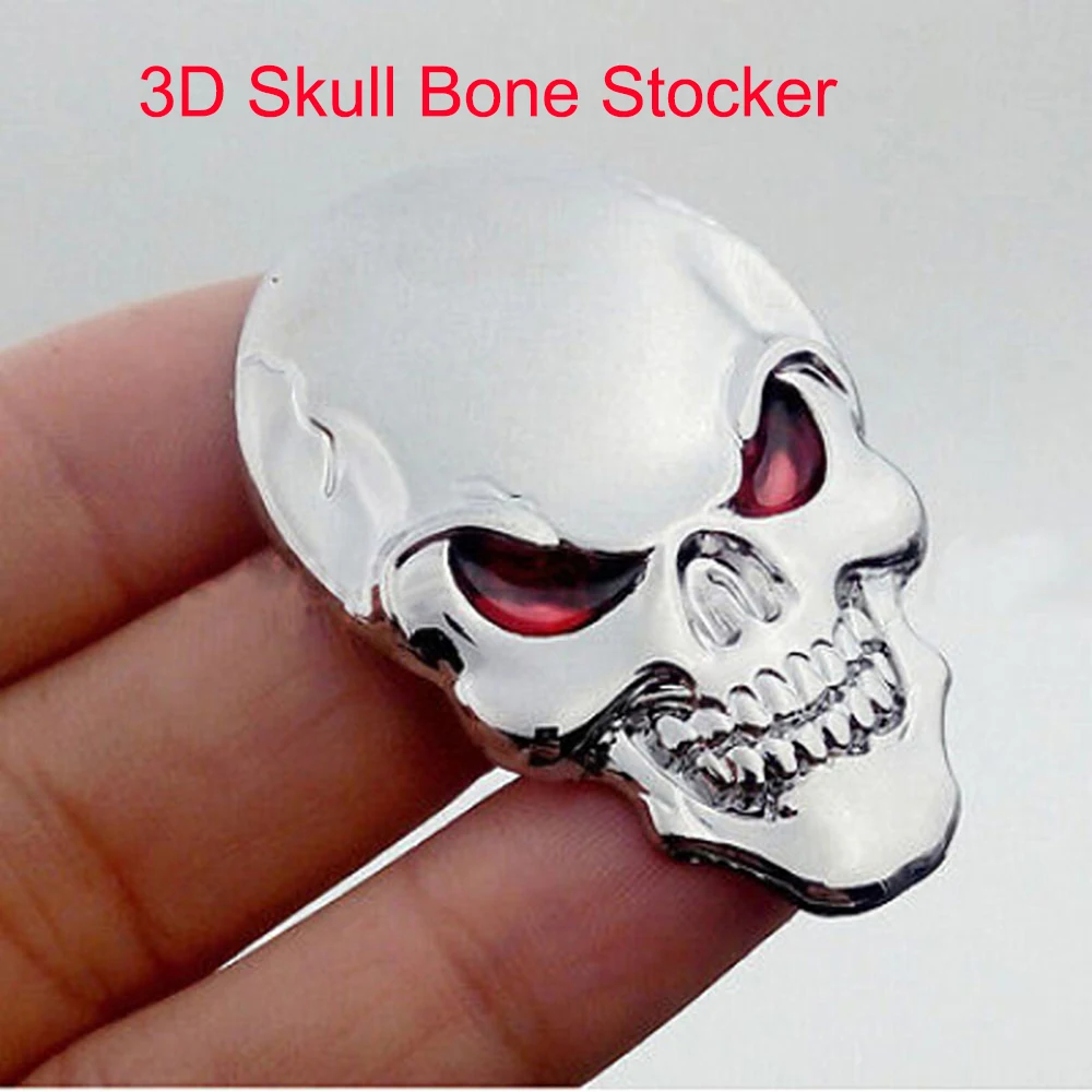

Cool Car Motor Bike Metal Emblem Badge Decals 3D Skull Bone Sticker 2016 Hot