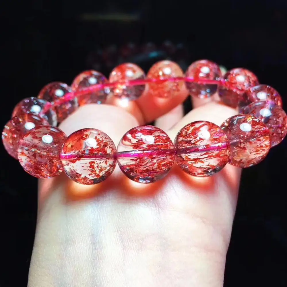 

Top Quality 14.5mm Natural Strawberry Quartz Super Seven Melody Bracelet For Women Men Crystal Round Beads Stretch Jewelry AAAAA
