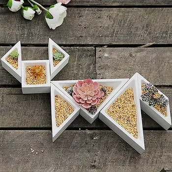 

3pcs Triangle Rhombus Square Silicone Flower Pot Mold Cement DIY Succulent Making Manual Clay Craft Concrete Mould