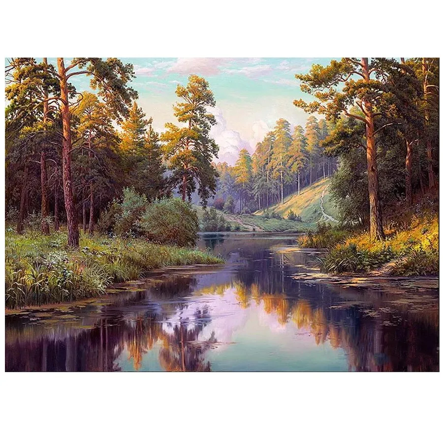 Алмазная картина Полная площадь круглая дрель натуральный пейзаж 5D Вышивка