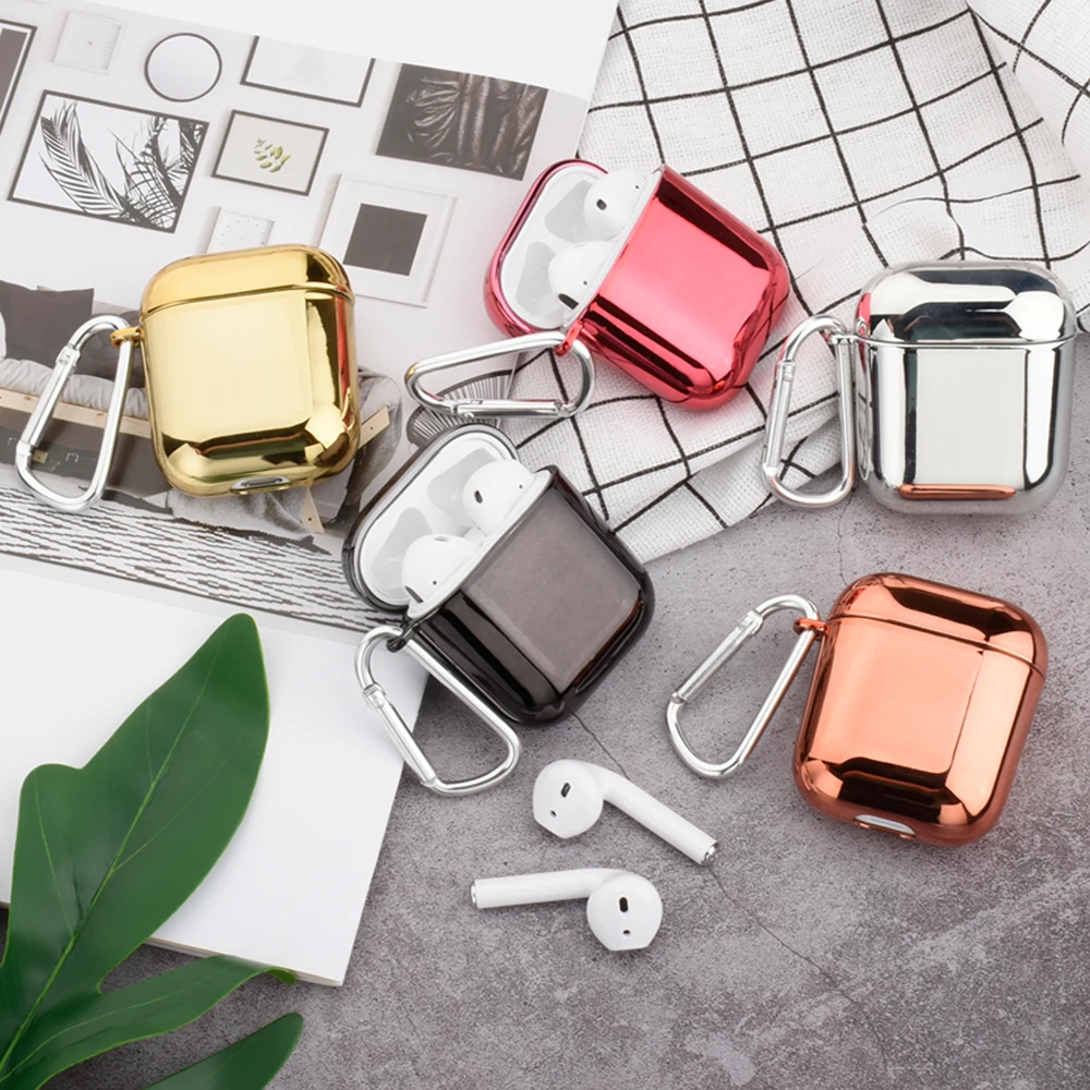 

For AirPods 2 1 Case Bling Cute Hard PC Earphone Protect Cover For Airpods 2 1 with Finger Ring Strap Coque Funda Capa Bag Box