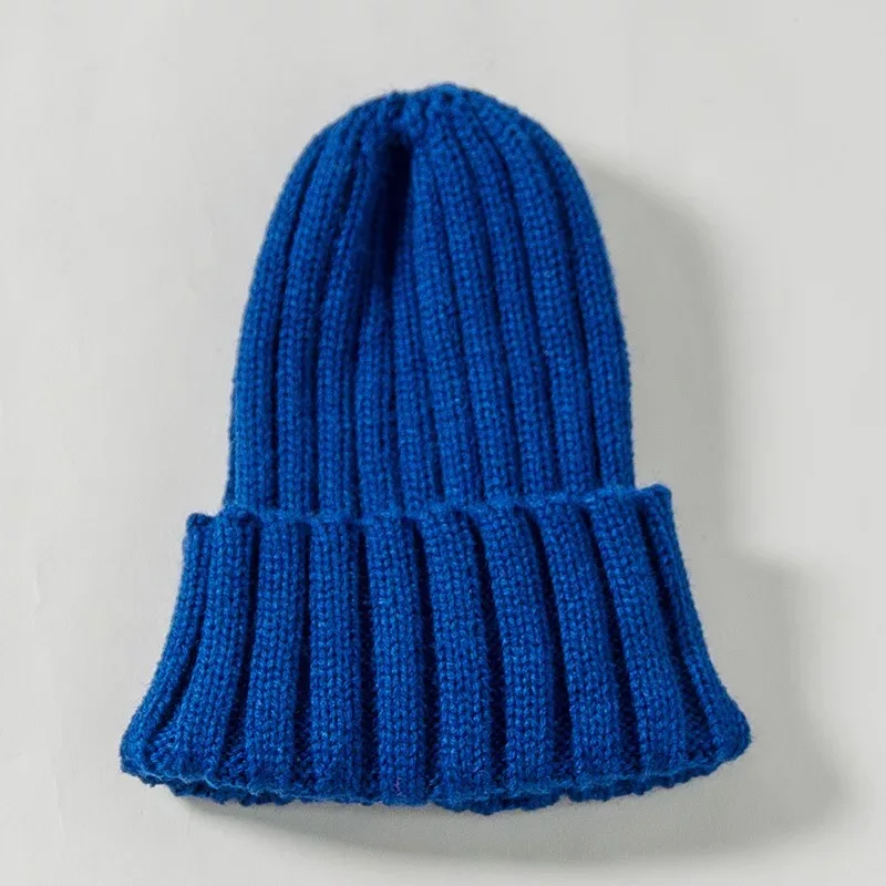 Детские шерстяные шапки, вязаные пуловеры ярких цветов для мальчиков и девочек, шапки, теплые шапки на осень и зиму для малышей 1-8 лет - Цвет: ST-510 blue