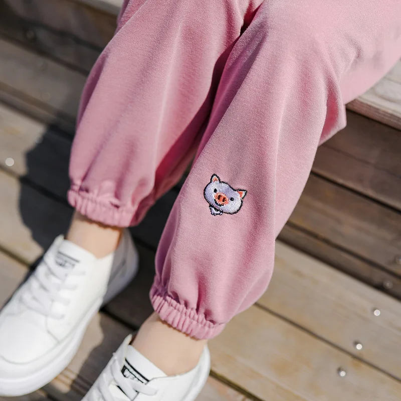 Summer Children Anti Mosquito Pants Korean-style Men And Women Children Cute Embroidered Piggy Air Conditioner Pants CHILD