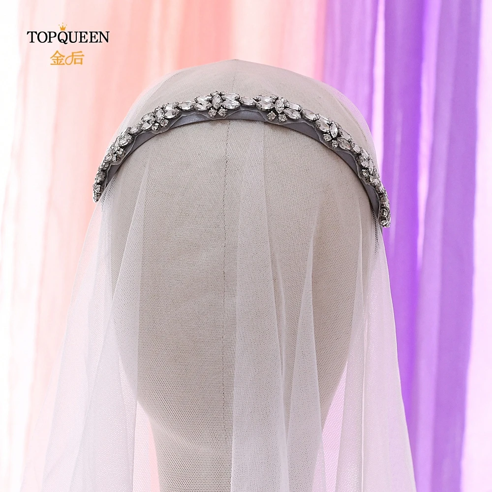 TOPQUEEN S333-FG Свадебные стразы свадебные аксессуары для волос, диадема, оголовье, серебристый Стразы повязка на голову в стиле барокко повязка на голову