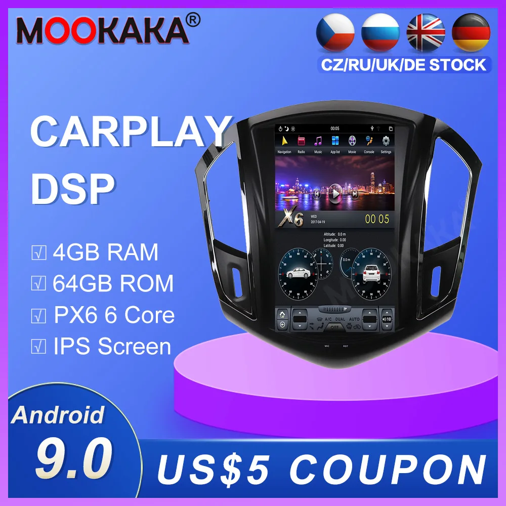 Carplay For Chevrolet CRUZE 2013 2014 2015 Tesla Style Android 9.0 GPS Navigation Stereo Head Unit Multimedia Player Radio HD | Автомобили