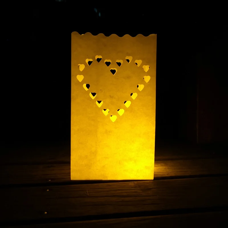 30 шт./лот Сердце держатель для чайной свечи Luminaria бумажный Свеча-фонарь сумка для рождественской вечеринки наружное свадебное оформление