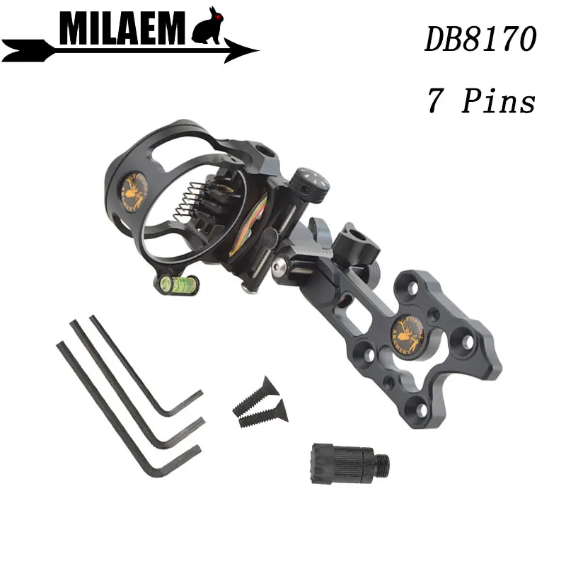 

1pc Archery Compound Bow Sight Micro Adjustable Bow Visor Aluminum Alloy Hunting Scope 5 Pin 0.019 Fiber Shooting Accessories