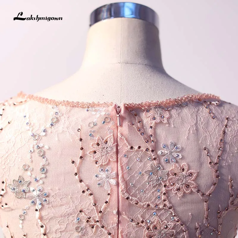 Lakshmigown Романтические Розовые цветы кружевные вечерние платья сексуальные модные трапециевидные v вечерние платья с круглым вырезом Vestido De Noiva