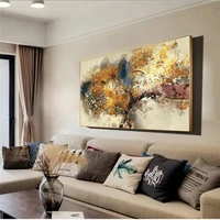 โมเดิร์นบทคัดย่อโปสเตอร์และภาพพิมพ์ Wall Art ภาพวาดผ้าใบนามธรรม Golden Money ต้นไม้สําหรับตกแต่งห้องนั่งเล่นไม่มีกรอบ 4