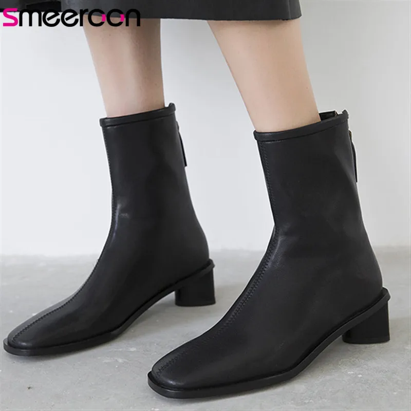 

Smeeroon new arrival 2020 ankle boots for woman black dress shoes genuine leather winter boots hot fashion women boots