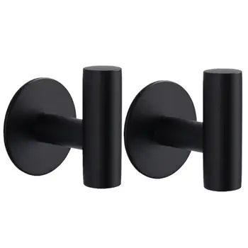 

2Pcs Wall Mount Stainless Steel Self-adhesive Towel Hook Single Coat Robe Hanger C90A