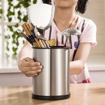 

Stainless Steel Rotating Utensil Holder Drain Rack for Spoons Chopsticks Kitchen HYD88