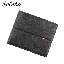 Genuien Leather Men's Wallet Short Fashion Youth Horizontal Multi Cardholder Card Pack Purse Slim Small Wallet with Coin Pocket