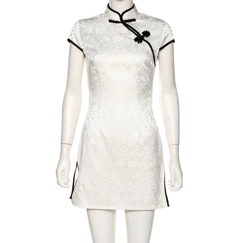 Китайское женское платье Cheongsam, китайский стиль, обтягивающее мини-платье, уличная одежда, сексуальная винтажная Harajuku Летняя женская одежда, тонкая новинка