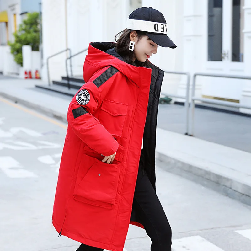 

Winter New Style Workwear down Jacket Cotton-padded Clothes Korean-style Fashion Outdoor Cold Protective Clothing Mid-length Hoo