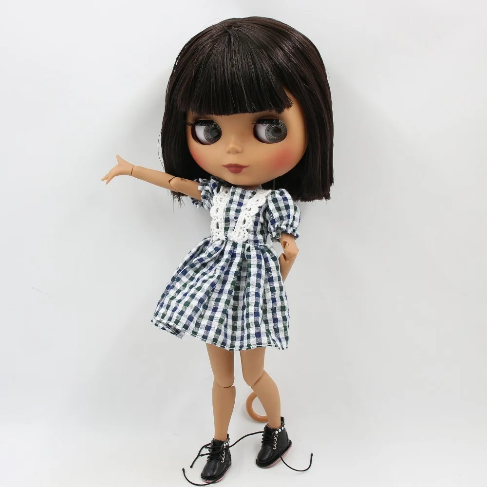 Hallie – Premium Custom Neo Blythe Doll with Brown Hair, Dark Skin & Matte Cute Face 3