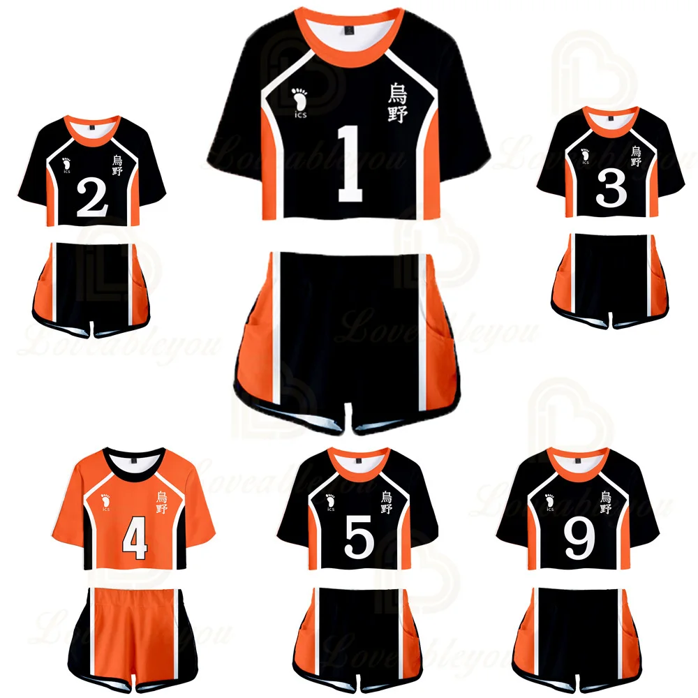 

Popular Anime New 3D T Shirts Exposed Navel T-Shirt + Short Pants Summer Two-piece Tops Casual Hot Women Girl Sets