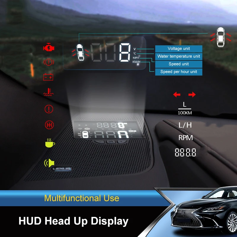 

QHCP Car HUD Head Up Display Safe Drive Left Side Hidden Stickers For Lexus ES200 260 250 300H 2018 2019 2020 Interior Accessory