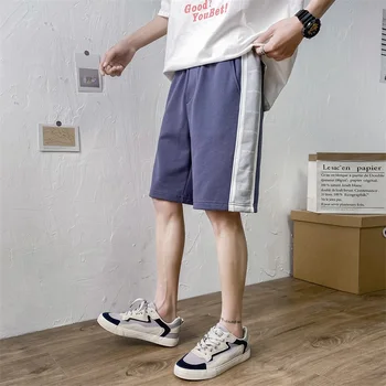 

AIOPESON New Summer Shorts Mens Bottoms Trend Stitching Contrast Stripes Pants Mens Shorts Fashion Sports Loose Shorts