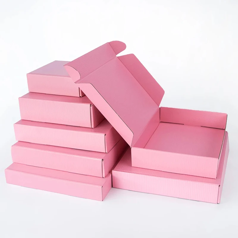 5pcs Pink Gift Packing Box Festival Party 3 layer Corrugated Flat