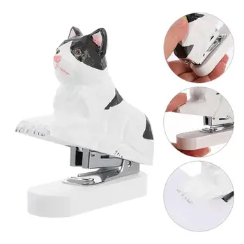 

Creative White Cat Stapler Handmade Wood Carving 3D Animal Mini Stapler Desktop Decor Office School Stationery Supplies