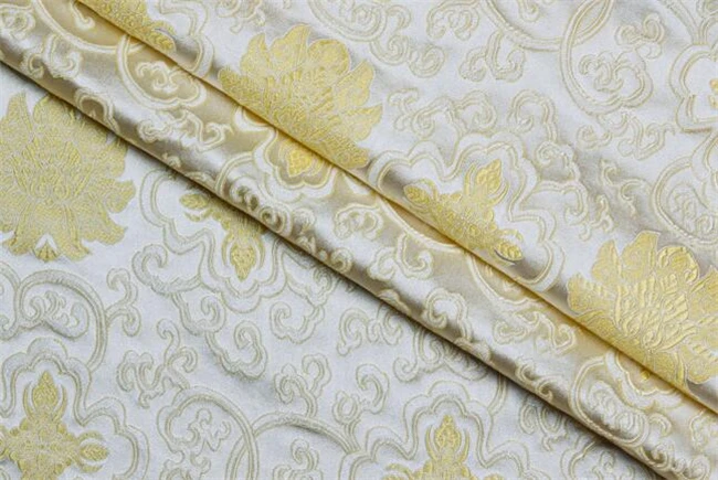 Жаккардовая парча ткань полиэстер ткань для Cheongsam Домашний текстиль украшения ткани ткань для праздничной одежды - Цвет: White Yellow