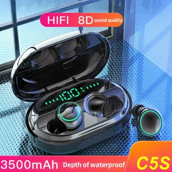 

C5S TWS Bluetooth 5.0 Earphone Wireless Earbuds 3500MAh Wireless Earphones Aterproof Headset Noise Canceling Headphone