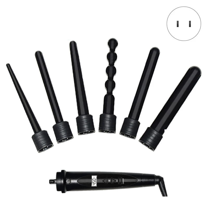 Горячая Многофункциональный 6 в 1 Curl Bar lcd керлинг керамический плоский утюжок выпрямитель с 6x сменный шарнир