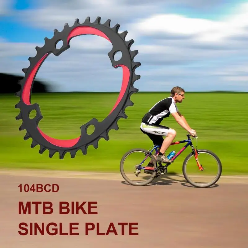 Durable Single Plate Multi-function Dual Color Bicycle Round Narrow Chainring MTB 104BCD Tooth Single Plate Parts
